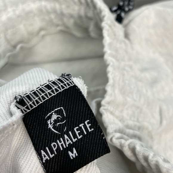 ALPHALETE Light Heather Gray Crop Capri High Rise Sweat Pant Jogger M Gym Lounge - Picture 5 of 13